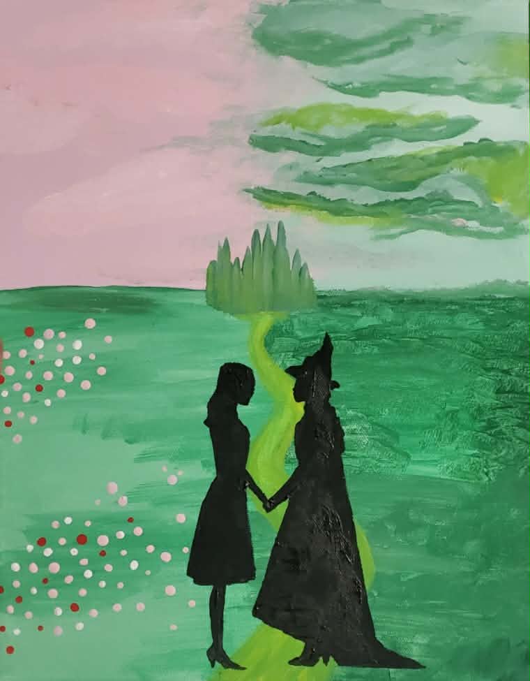 Wicked themed painting with characters